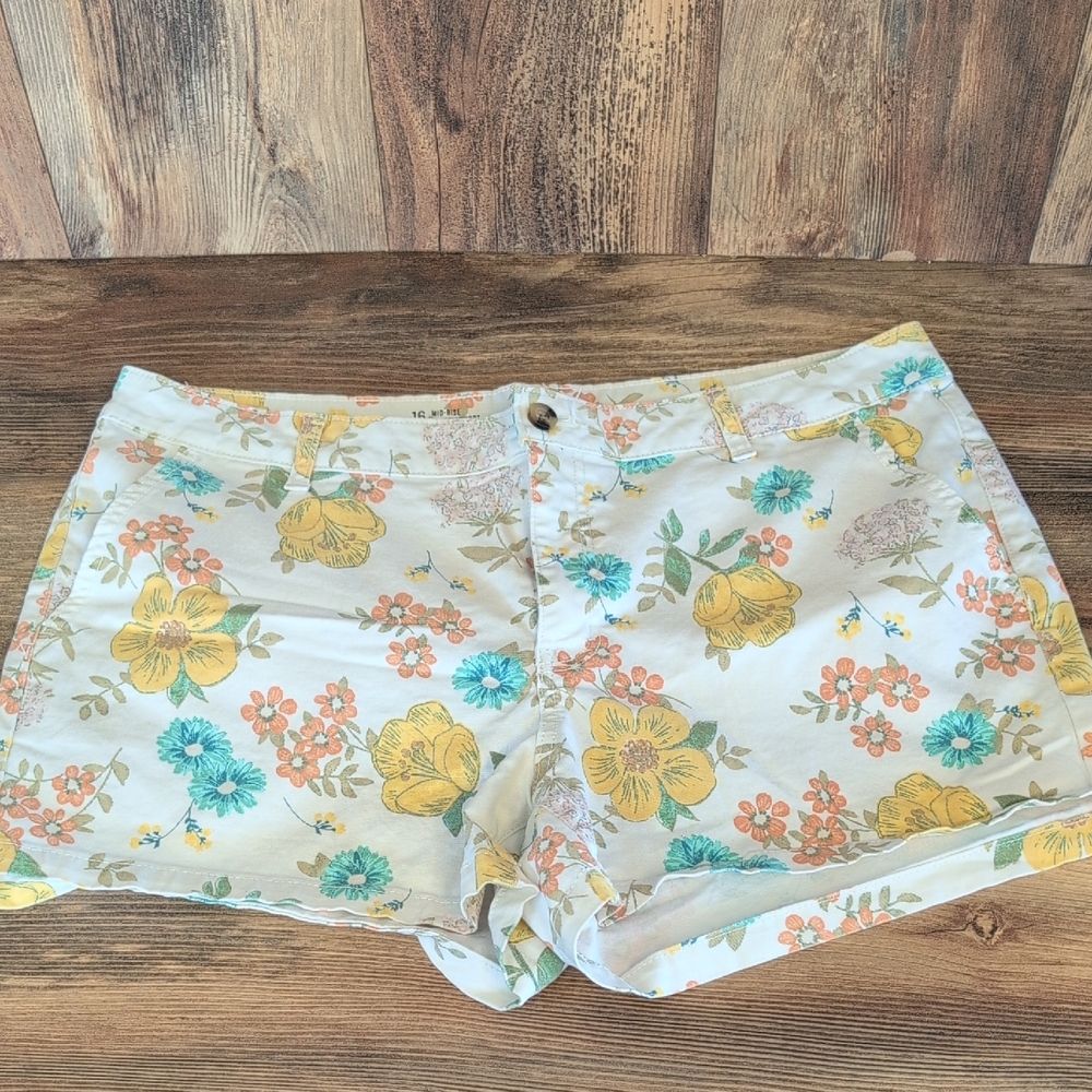 a.n.a Floral Print Mid Rise shortie Short Shorts 16 W173